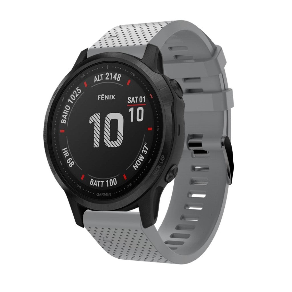 Helt vildt komfortabel Garmin Fenix 6S Silikone Rem - Sølv#serie_3