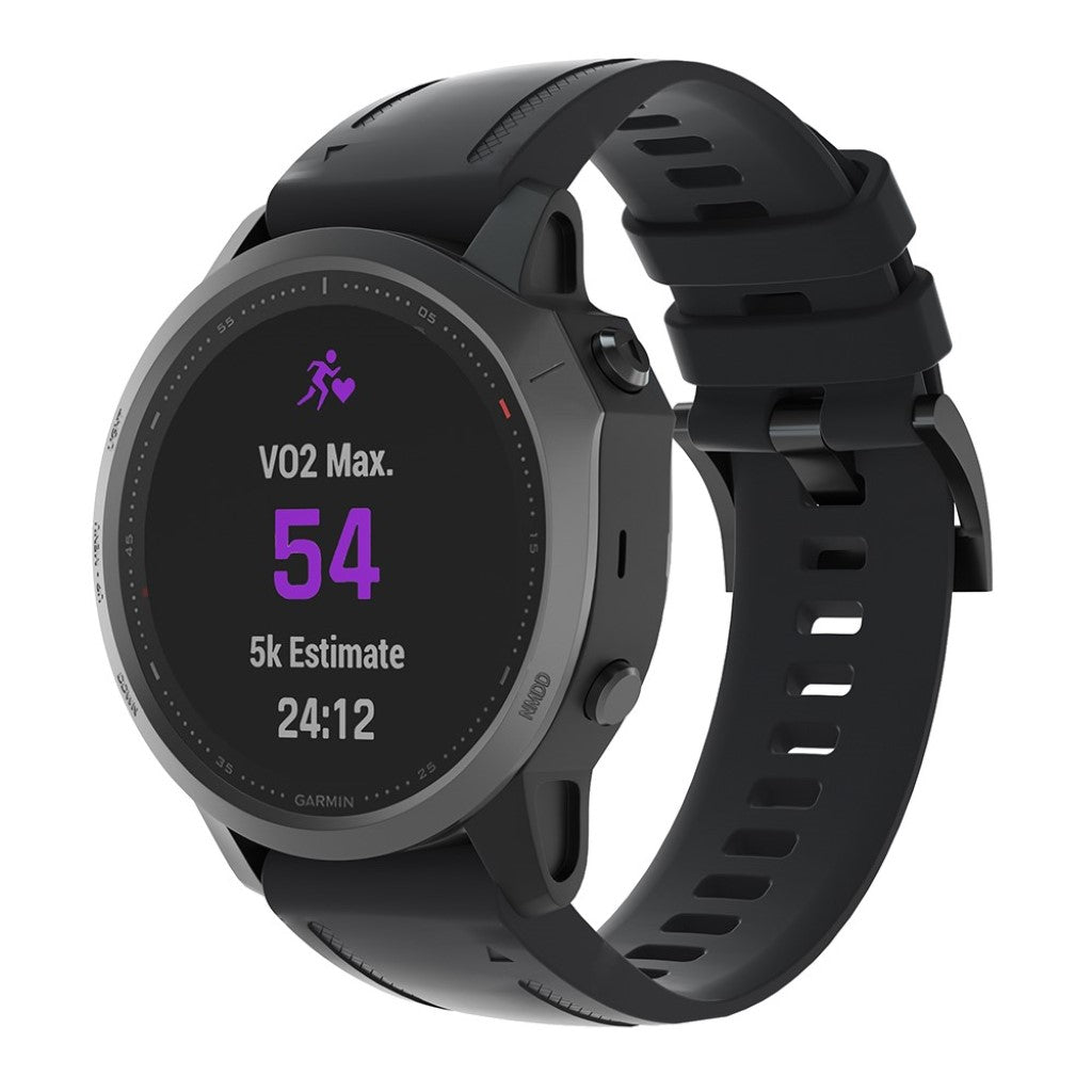 Smuk Garmin Fenix 6S Silikone Rem - Sort#serie_1