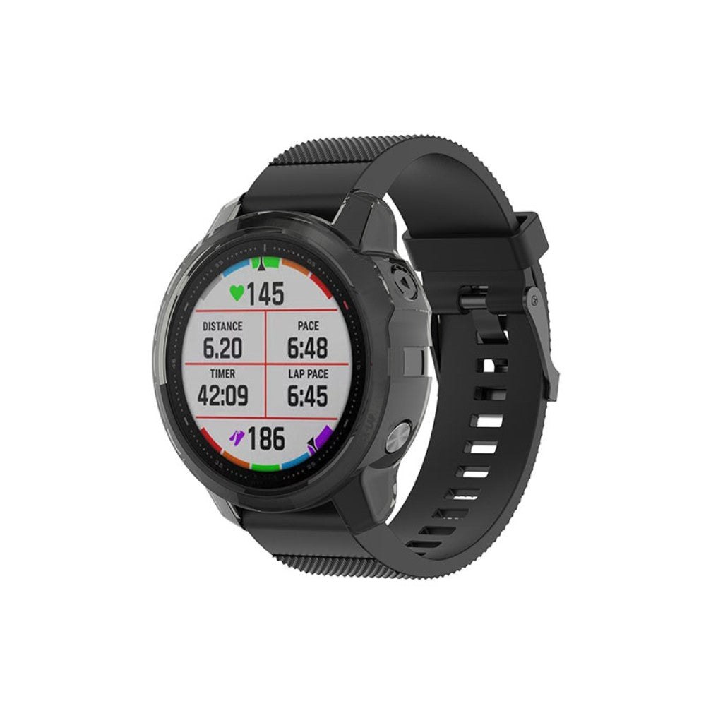 Garmin Fenix 6S / Garmin Fenix 6S Pro Gennemsigtig Silikone Bumper  - Sort#serie_3