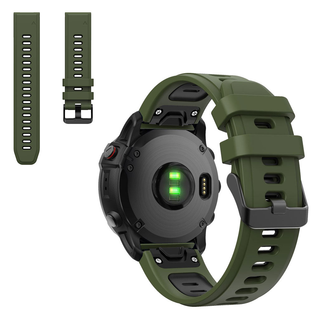Dual color silicoone watch band for Garmin watch - Army Green / Black#serie_9