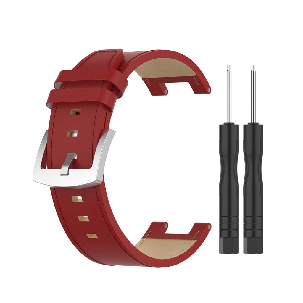 Udsøgt Amazfit T-Rex Ægte læder Rem - Rød#serie_2