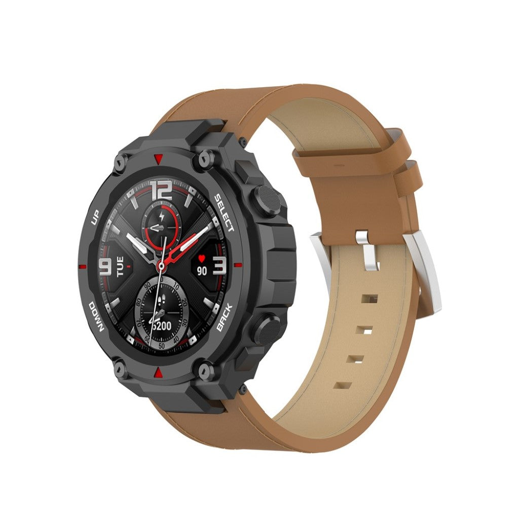 Udsøgt Amazfit T-Rex Ægte læder Rem - Brun#serie_3