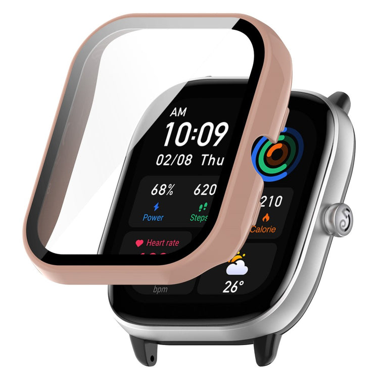 Mega Fint Amazfit GTS 4 Mini Cover med Skærmbeskytter i Plastik og Hærdet Glas - Pink#serie_6