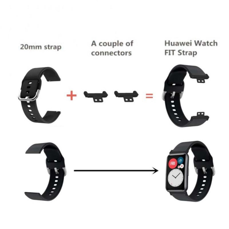 Huawei Watch Fit / Watch Fit Special Edition Watch Band Adapter 20mm Zinc Metal Watch Connector with Screwdriver and Plugs - Black - Sølv#serie_4