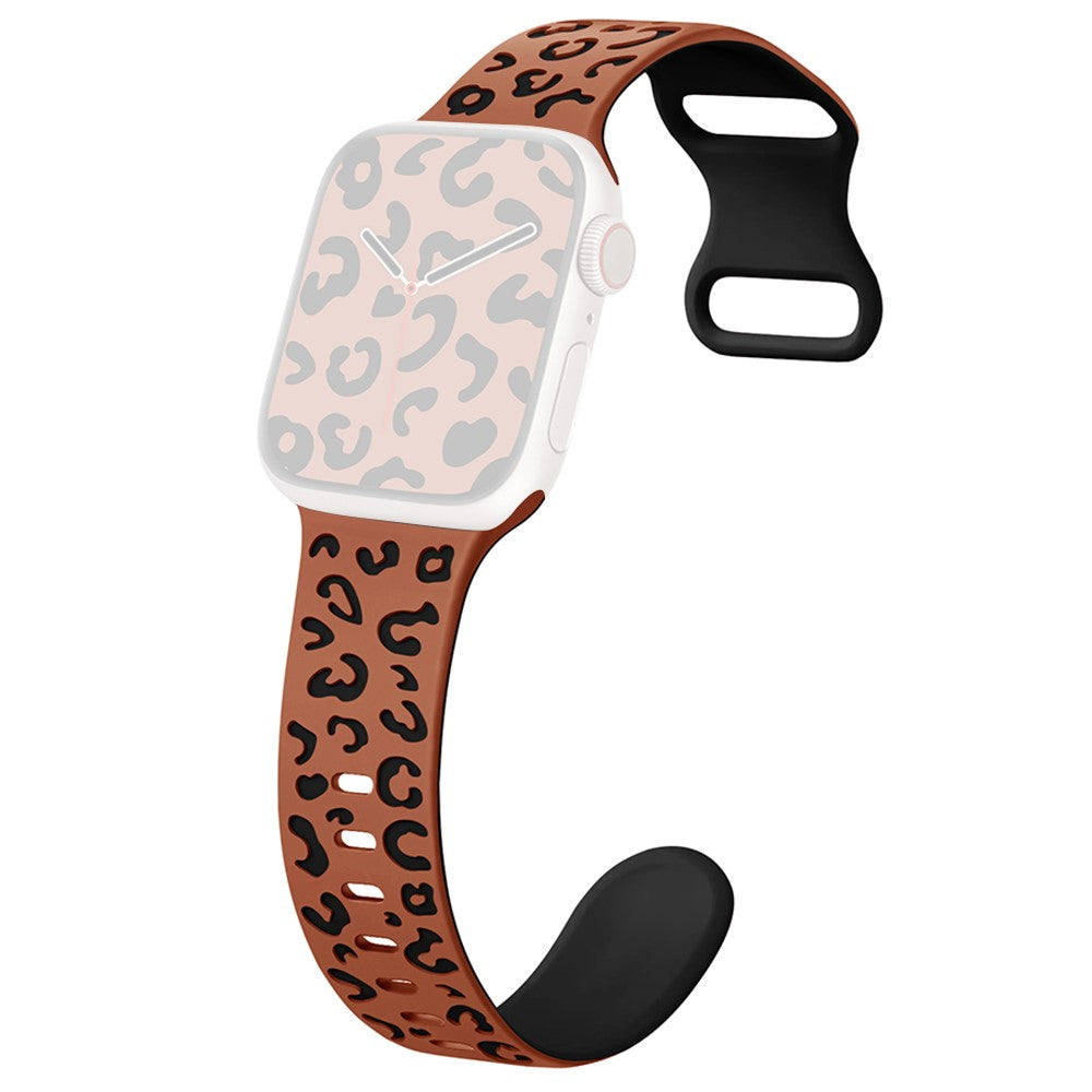 Apple Watch Series 49mm - 45mm - 44mm - 42mm Leopard Silicone Strap - Brown+Black#serie_9