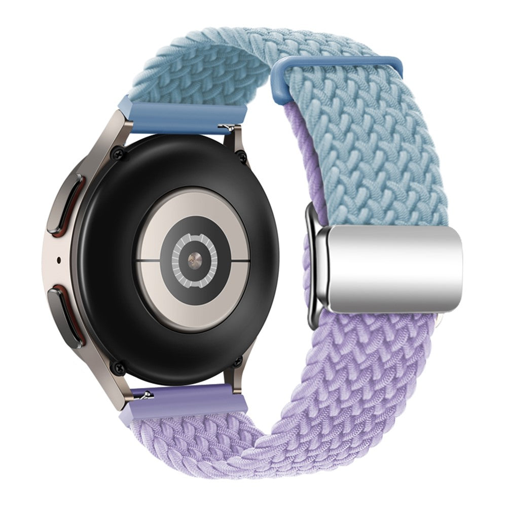 Universal 22mm Woven Watch Strap Silver Magnetic Buckle Replacement Wrist Band - Blue+Purple#serie_26