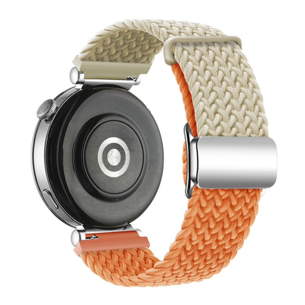 Huawei Watch GT 4 41mm Universal 18mm Watch Strap Woven Wrist Band with Silver Magnetic Buckle - Starlight+Orange#serie_17