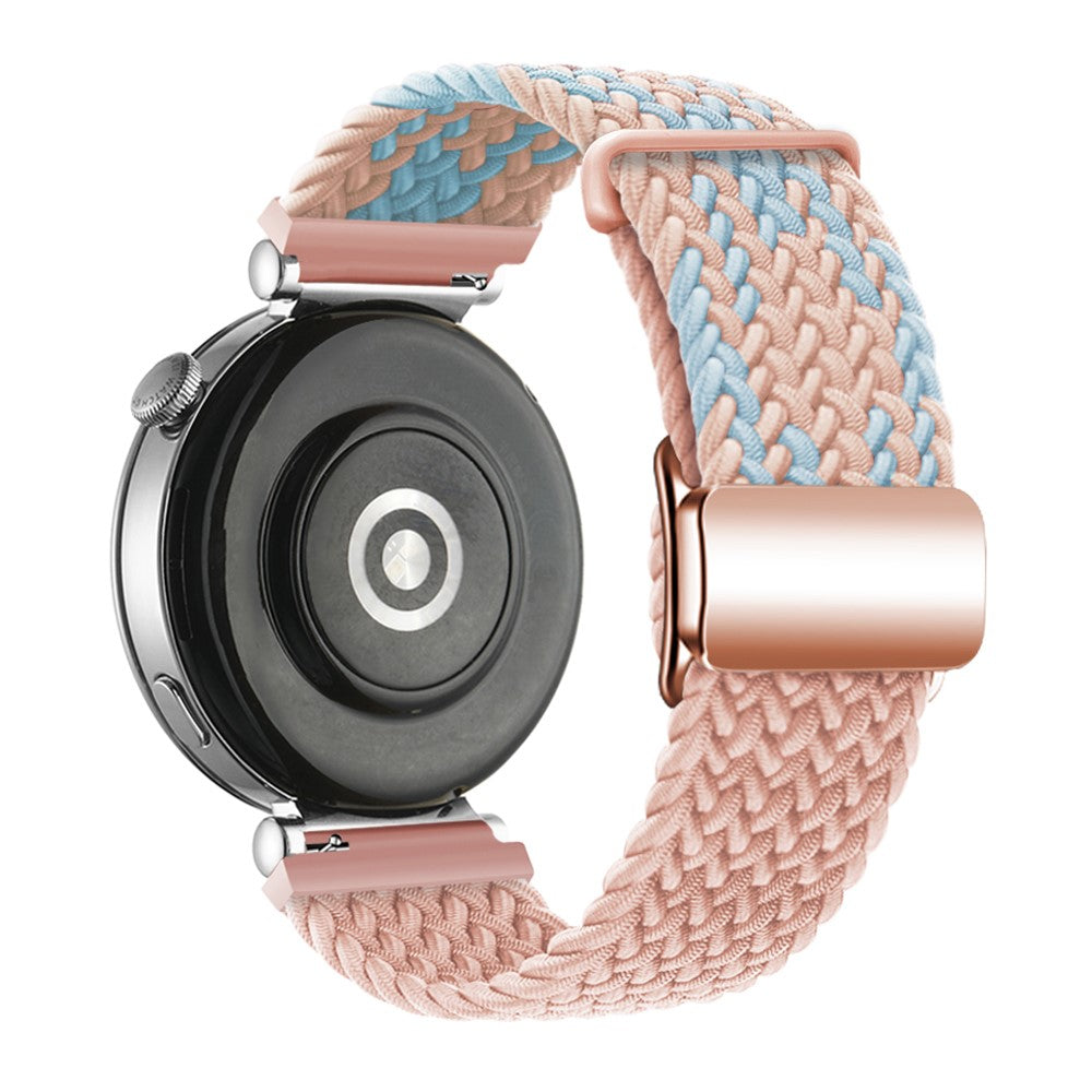 18mm Universal Smartwatch Strap Magnetic Buckle Design Woven Band - Blue+Pink+Pink / Rose Gold Buckle#serie_4