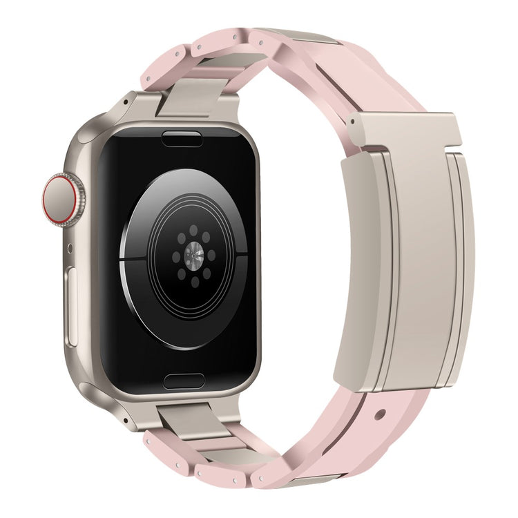 Apple Watch Series 41mm - 40mm - 38mm Stainless Steel+Rubber Strap - Pink+Starlight Buckle#serie_4