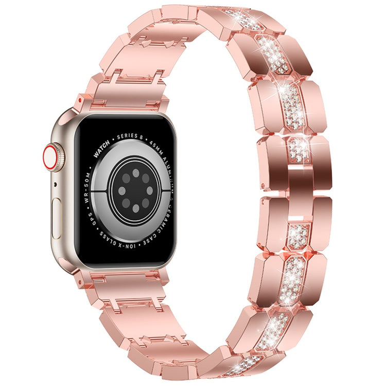 Apple Watch Series 41mm - 40mm - 38mm Stylish Rhinestones Decor Zinc Alloy Watch Band - Pink#serie_5