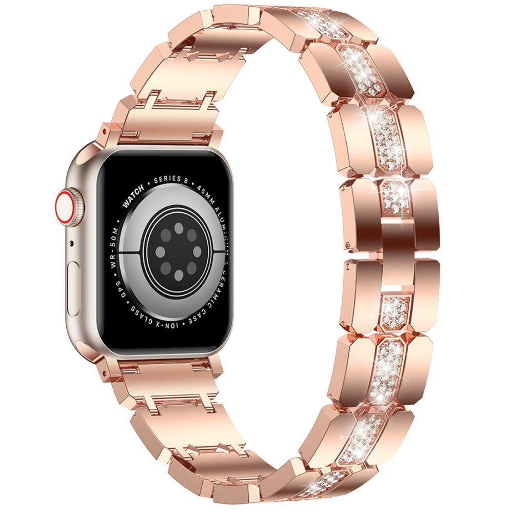 Zinc Alloy Band for Apple Watch Series 49mm - 45mm - 44mm - 42mm Rhinestones Decor Strap - Rose Gold#serie_2