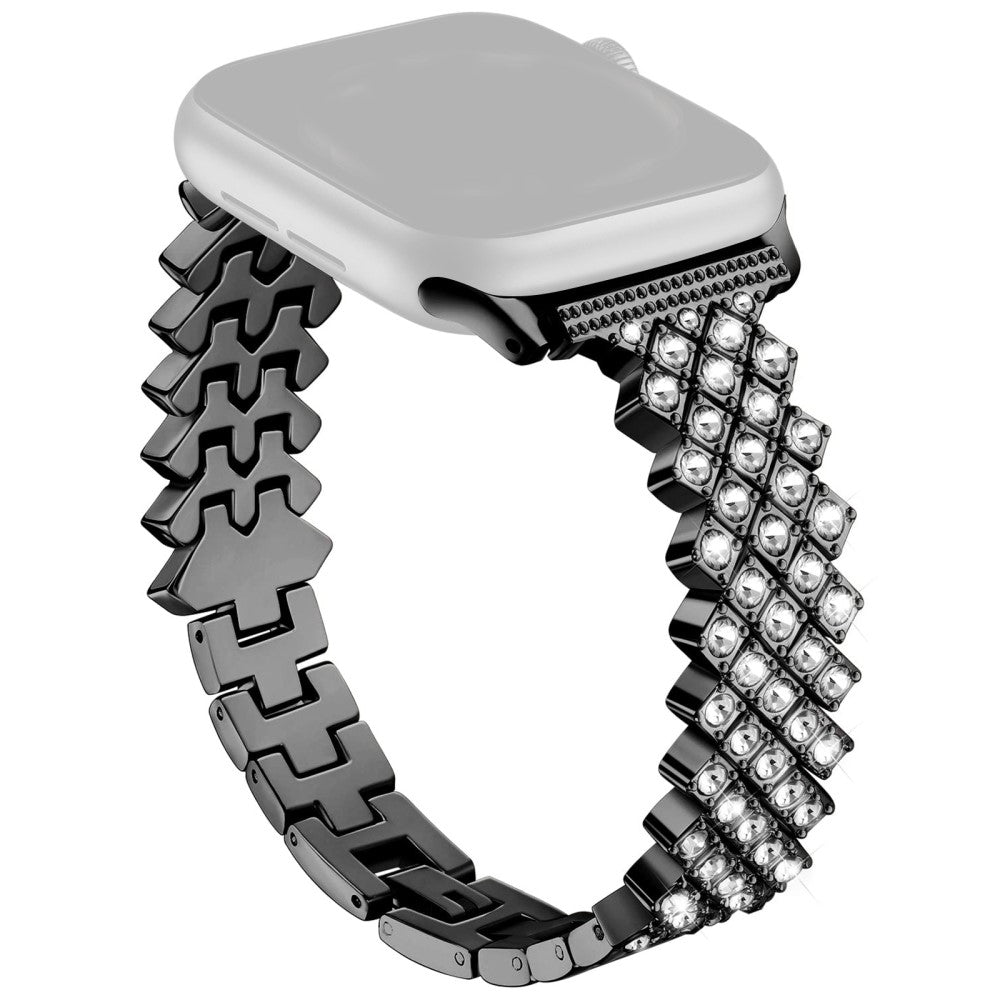 Apple Watch Series 41mm - 40mm - 38mm Watch Strap Rhinestone Decor Zinc Alloy Band - Black#serie_1