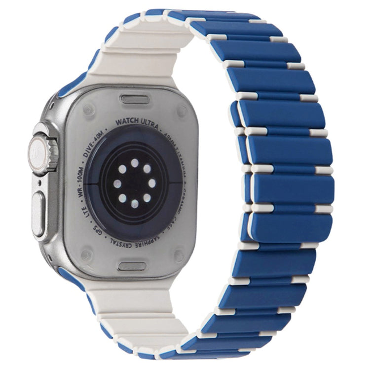 Apple Watch Series 49mm - 45mm - 44mm - 42mm Magnetic Smartwatch Band - Dark Blue+White#serie_4