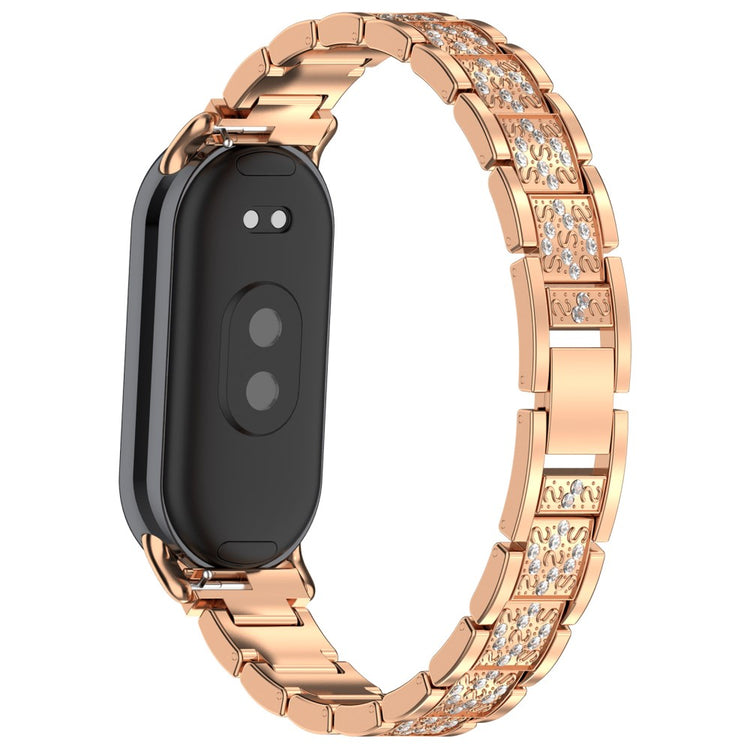 Xiaomi Mi Band 9 / 9 NFC / Smart Band 8 / 8 NFC Watch Strap Rhinestone Decor 3-Bead Stainless Steel Band - Rose Gold#serie_2