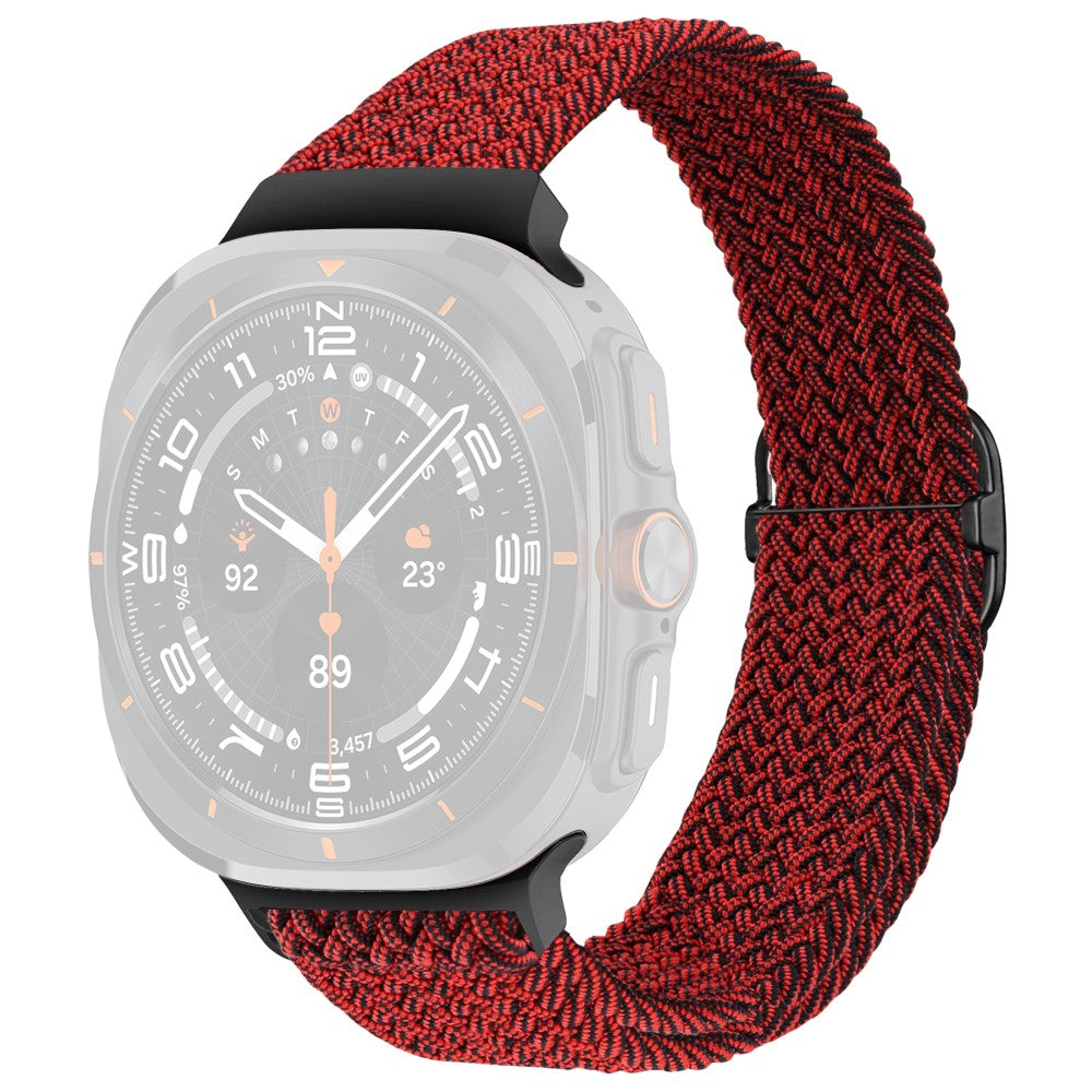 Samsung Galaxy Watch Ultra 47mm Braided Watch Band Adjustable Nylon Replacement Strap - Black+Red / Black Buckle#serie_6