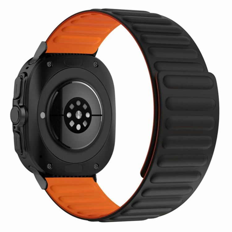 Samsung Galaxy Watch Ultra 47mm Magnetic Silicone Watch Strap Replacement - Black+Orange#serie_1