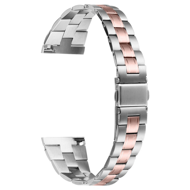 Fossil Gen 5 Garrett Replacement Watch Strap Lines Design Stainless Steel Band - Silver+Pink Gold#serie_1