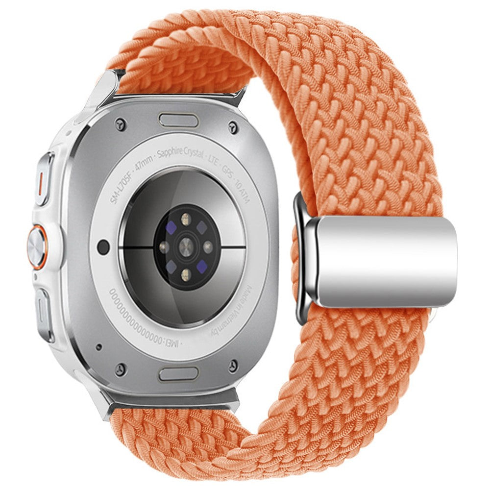 Samsung Galaxy Watch Ultra 47mm Braided Watch Band Magnetic Wrist Strap - Orange+Silver Buckle#serie_1