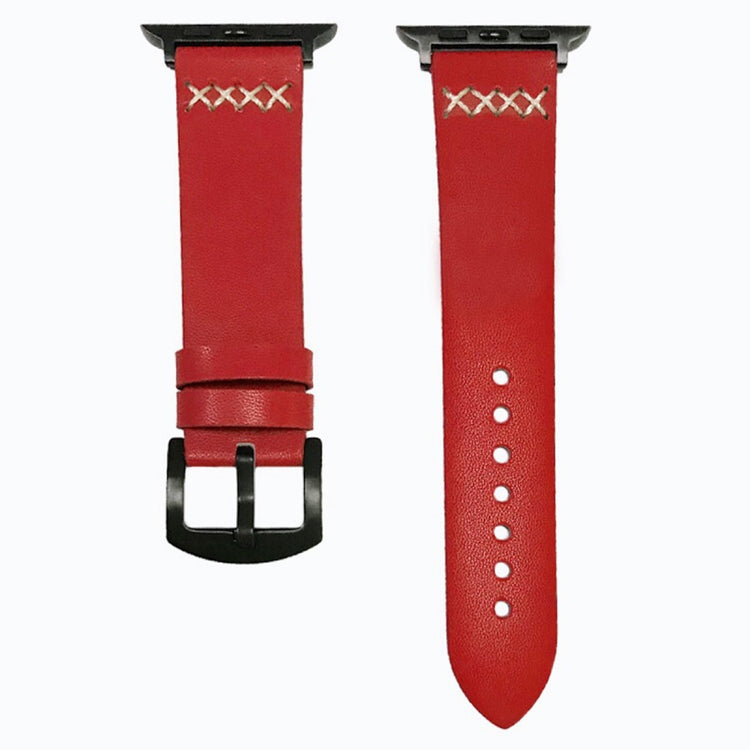 KALEBOL Apple Watch Series 49mm - 45mm - 44mm - 42mm Cross-Stitch Leather Strap - Red#serie_4