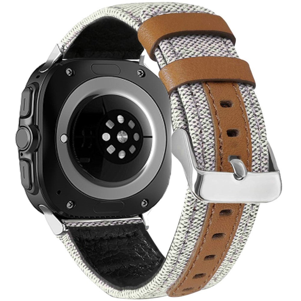 Samsung Galaxy Watch Ultra 47mm Watch Strap Canvas + Vegan Leather Wrist Band Replacement - Beige#serie_4