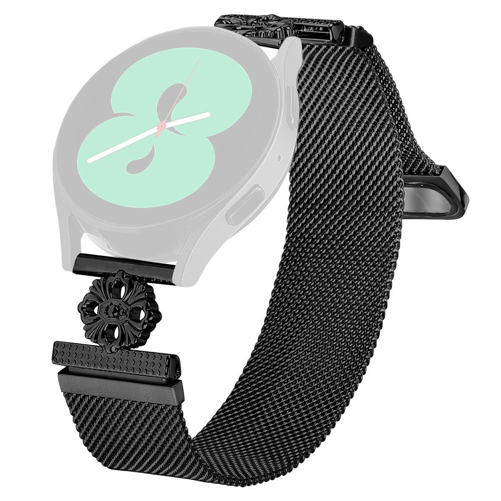 Samsung Galaxy Watch4 40mm / 44mm Milanese Band Flower Stainless Steel Magnetic Mesh Watch Strap - Black#serie_044