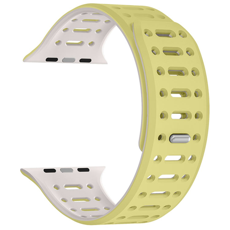 Apple Watch Series 49mm - 45mm - 44mm - 42mm Magnetic Silicone Sport Band - Lemon Yellow  /  Grey#serie_6