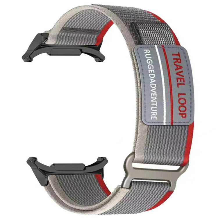 Samsung Galaxy Watch Ultra 47mm Watch Band Adjustable Loop Fastener Nylon Strap - Grey+Red#serie_11