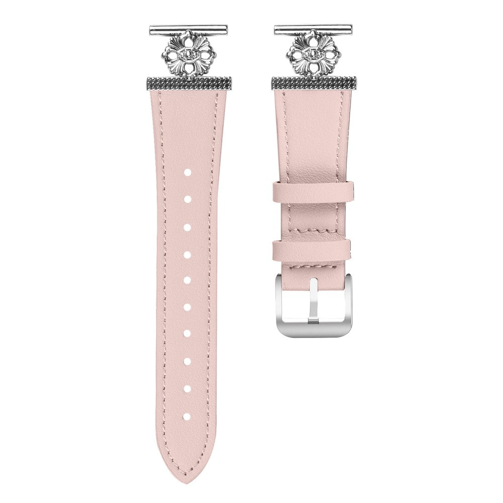 Garmin Fenix 5S / Fenix 5S Plus Watch Band Genuine Cow Leather Flower Decor Adjustable Strap - Pink#serie_2