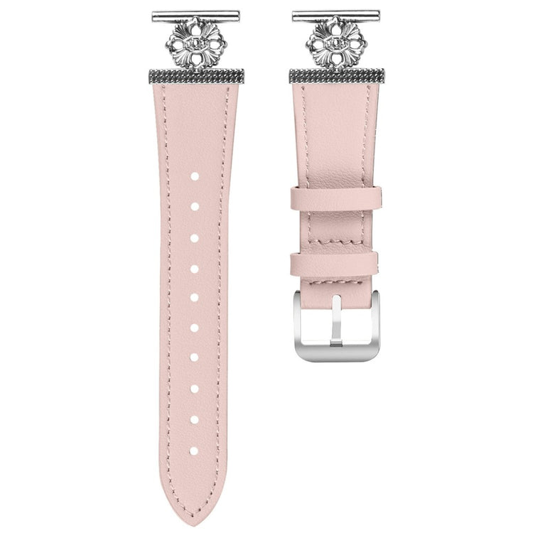 TicWatch E Watch Band Genuine Cow Leather Flower Decor Adjustable Strap - Pink#serie_3