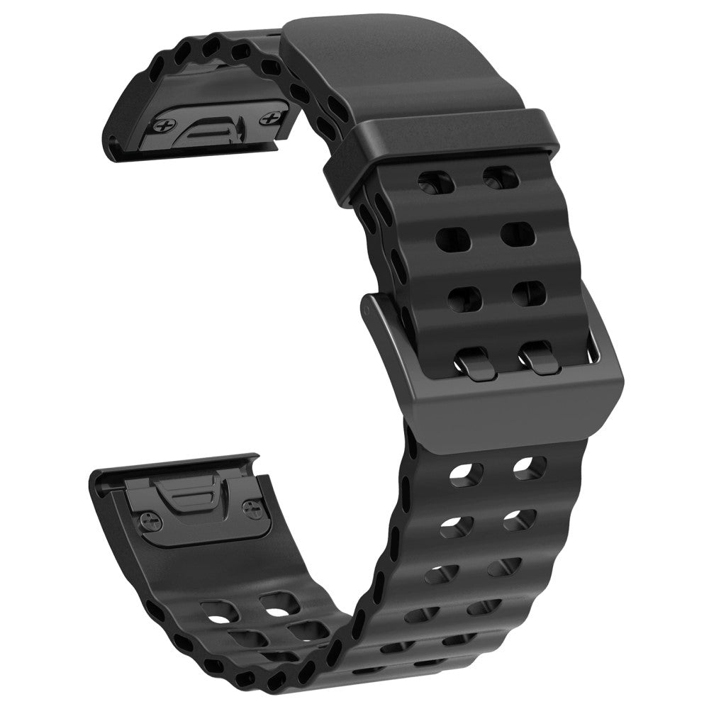 26mm Silicone Strap Garmin Fenix 8 51mm / Enduro 3 / Enduro 2 Quick Release Ocean Watch Band - Black#serie_1