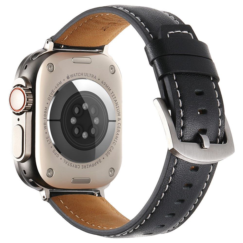 Strap Apple Watch Series 49mm - 45mm - 44mm - 42mm Genuine Cow Leather Band - Black#serie_3