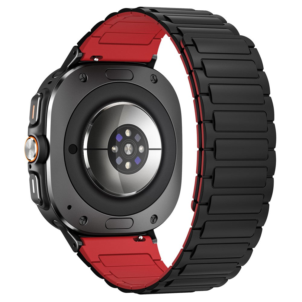 Samsung Galaxy Watch Ultra 47mm Silicone Band Magnetic Sport Band Strap - Black+Red / Black Connector#serie_1
