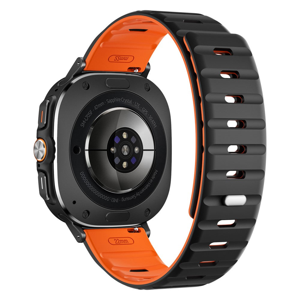 Samsung Galaxy Watch Ultra 47mm Replacement Band Silicone Watch Strap Magnetic Button - Black / Orange / Black#serie_1
