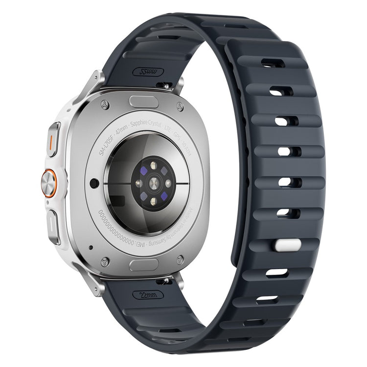 Samsung Galaxy Watch Ultra 47mm Replacement Band Silicone Watch Strap Magnetic Button - Midnight Blue / Silver#serie_11