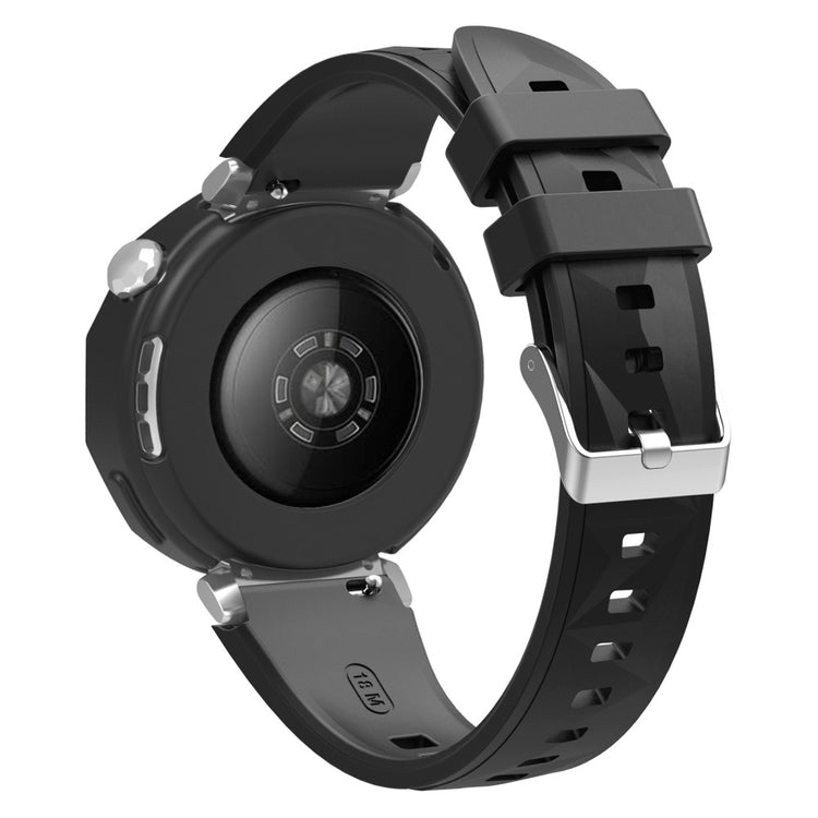 Huawei Watch GT 5 Pro 42mm Silicone Strap Wrist Watch Band with Watch Frame Cover - Black#serie_3