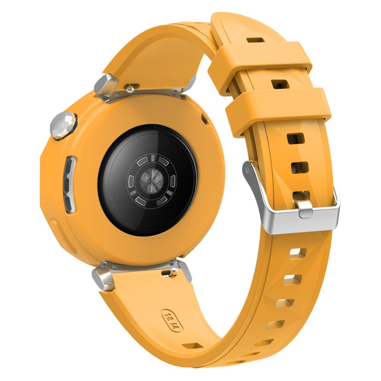 Huawei Watch GT 5 Pro 42mm Silicone Strap Wrist Watch Band with Watch Frame Cover - Yellow#serie_4