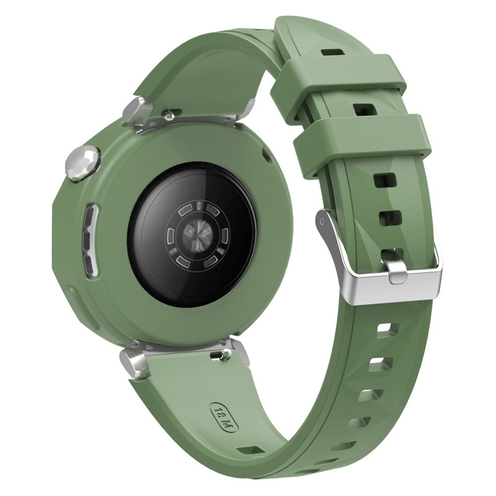 Huawei Watch GT 5 Pro 42mm Silicone Strap Wrist Watch Band with Watch Frame Cover - Green#serie_7