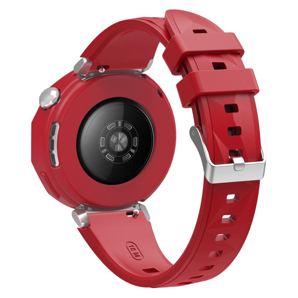 Huawei Watch GT 5 Pro 42mm Silicone Strap Wrist Watch Band with Watch Frame Cover - Red#serie_8