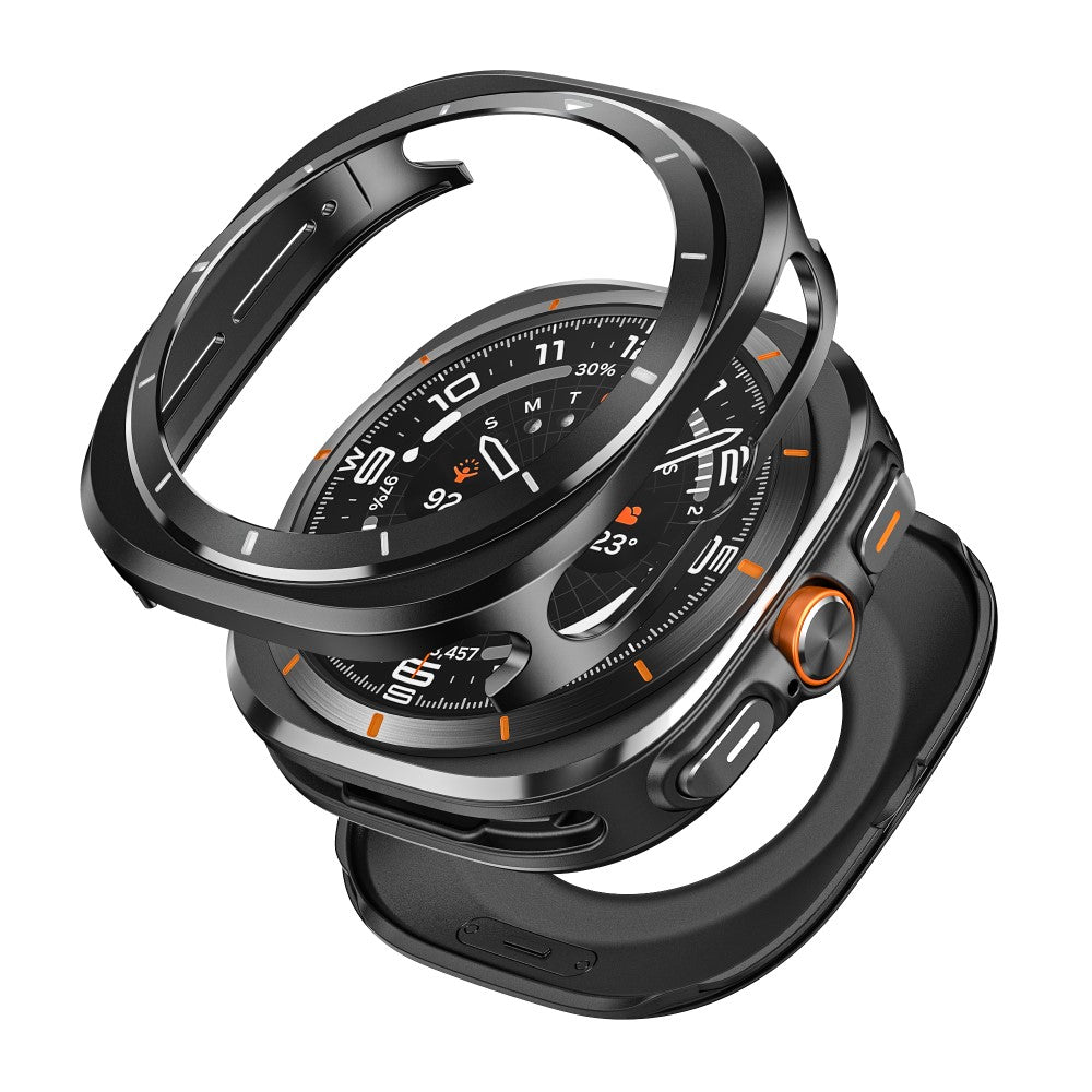 Samsung Galaxy Watch Ultra 47mm Watch Case Aluminum Alloy and Bump Resistant Protective Cover - Black+White#serie_1