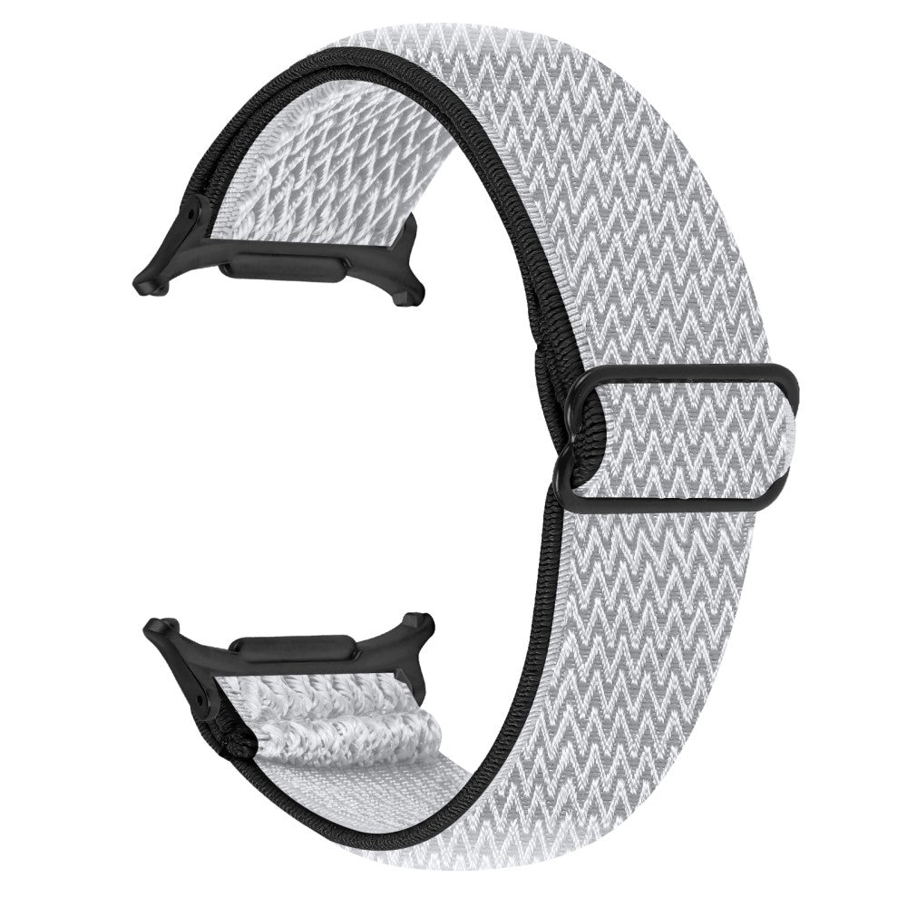 Samsung Galaxy Watch Ultra 47mm Watch Band with Black Connector Adjustable Elastic Wrist Strap - Black  /  White#serie_4