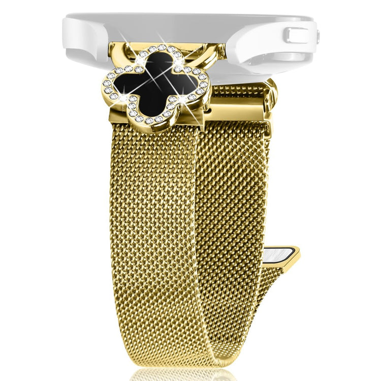 Huawei Watch GT 3 42mm Milanese Band Electroplated Stainless Steel Watch Strap Clover Decor, Size: S - Gold / Black#serie_2