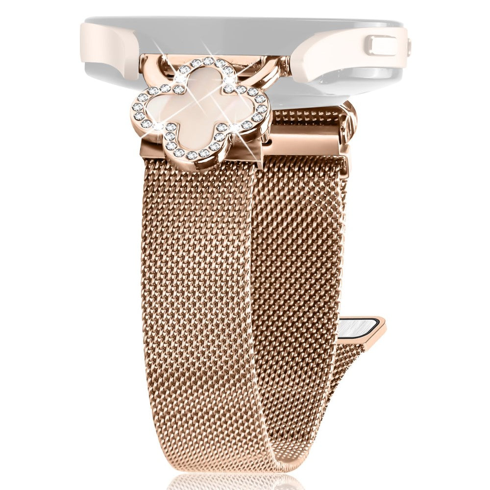 Huawei Watch GT 3 42mm Milanese Band Electroplated Stainless Steel Watch Strap Clover Decor, Size: S - Rose Gold / Colored#serie_3
