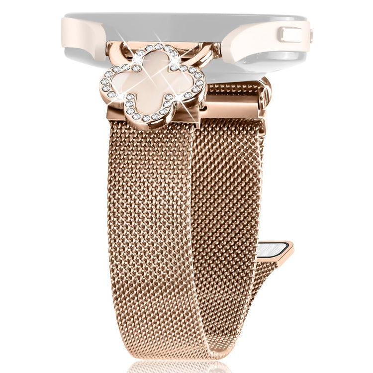 Huawei Watch GT 3 42mm Milanese Band Electroplated Stainless Steel Watch Strap Clover Decor, Size: S - Rose Gold / Colored#serie_3