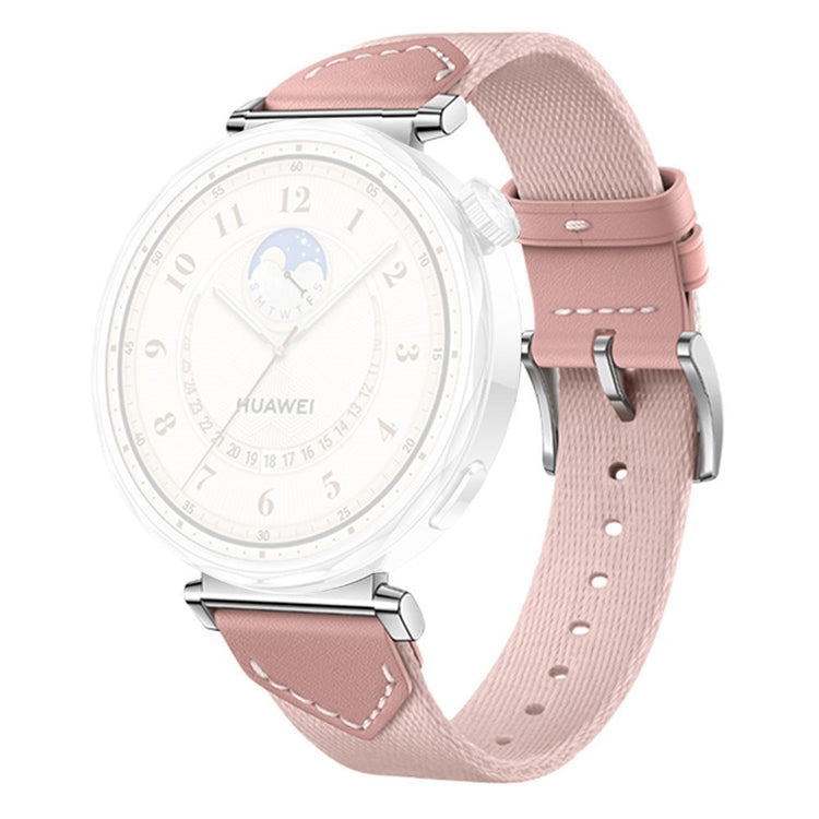 18MM Leather Nylon Strap Huawei Watch GT 5 Pro 42m / GT 5 41mm / GT 4 41mm / GT 3 42mm Women Composite Woven Watch Band - Pink#serie_2