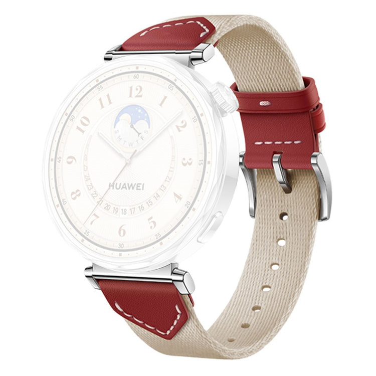 18MM Leather Nylon Strap Huawei Watch GT 5 Pro 42m / GT 5 41mm / GT 4 41mm / GT 3 42mm Women Composite Woven Watch Band - Red#serie_3