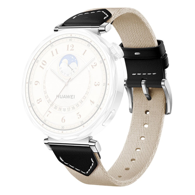 18MM Leather Nylon Strap Huawei Watch GT 5 Pro 42m / GT 5 41mm / GT 4 41mm / GT 3 42mm Women Composite Woven Watch Band - Black#serie_4