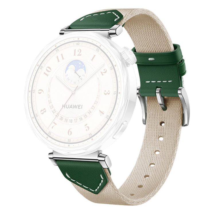18MM Leather Nylon Strap Huawei Watch GT 5 Pro 42m / GT 5 41mm / GT 4 41mm / GT 3 42mm Women Composite Woven Watch Band - Green#serie_5