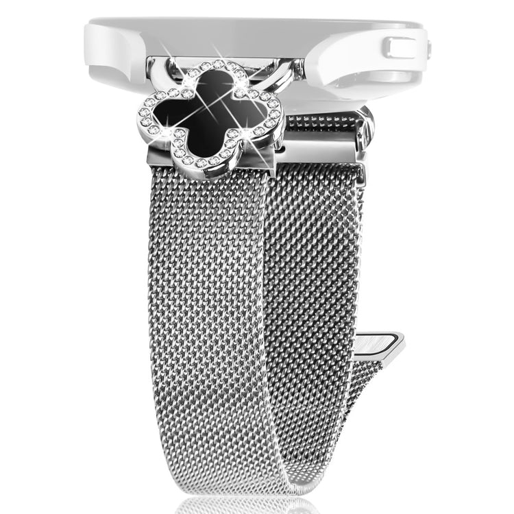 Huawei Watch GT 2 42mm Milanese Band Metal Magnetic Watch Strap Clover Decor, Size: L - Silver  /  Black#serie_2