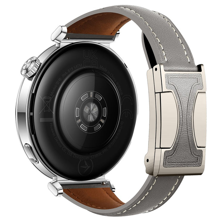 18mm Genuine Cow Leather Strap Garmin Venu 3S / Forerunner 265S / Forerunner 255S Flat Texture Magnetic Buckle Watch Band - Grey#serie_2