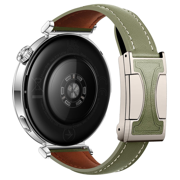 18mm Genuine Cow Leather Strap Garmin Venu 3S / Forerunner 265S / Forerunner 255S Flat Texture Magnetic Buckle Watch Band - Green#serie_3